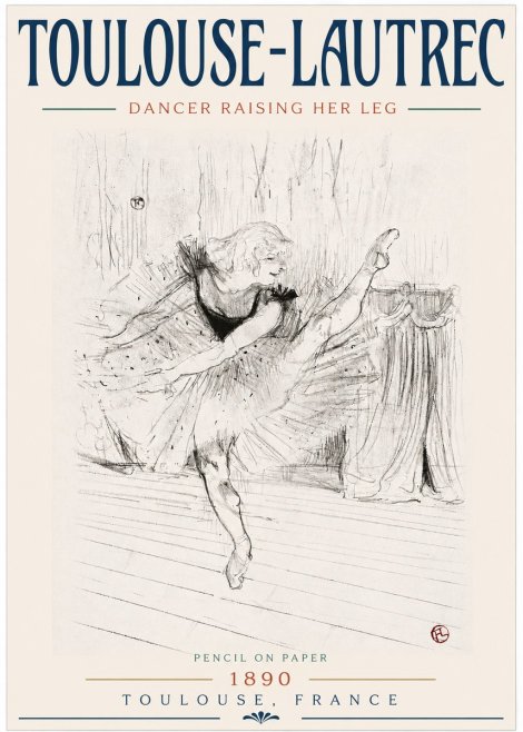 Toulouse-Lautrec Dancer Raising Her Leg No3 - Poster