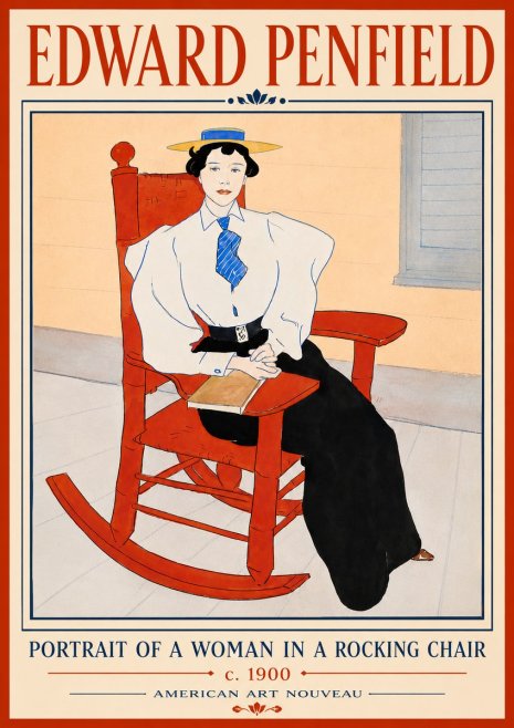 Edward Penfield Portrait of a Woman in a Rocking Chair No6 - Poster