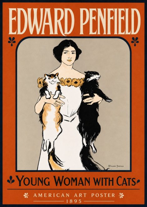Edward Penfield Young Woman with Cats No5 - Poster