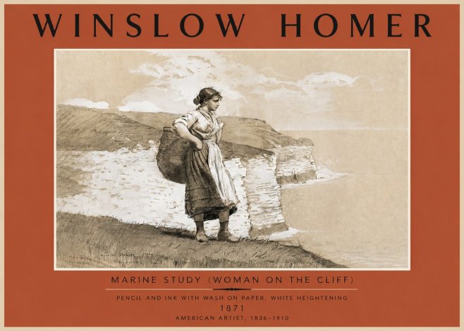 Winslow Homer Marine Study (Woman on the Cliff) No5 - Poster
