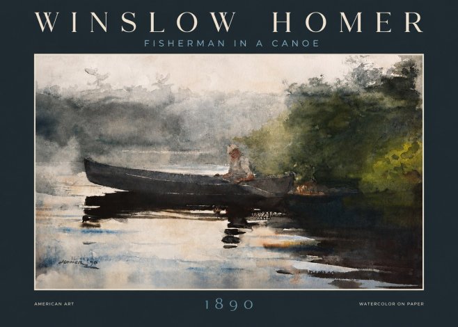 Winslow Homer Fisherman in a Canoe No2 - Poster