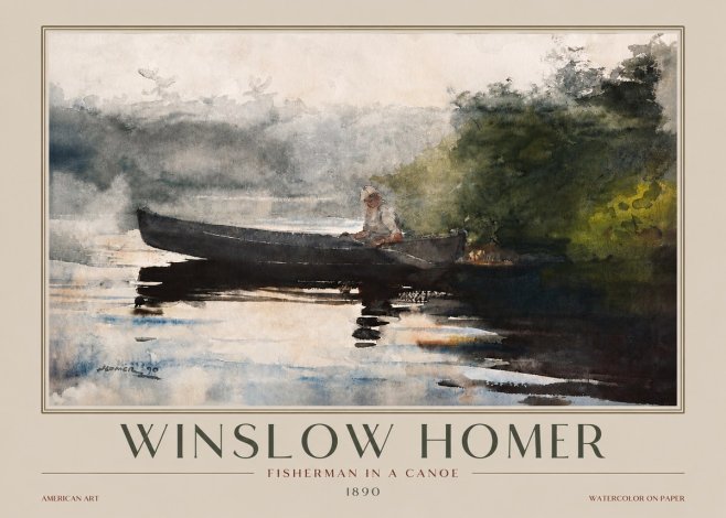 Winslow Homer Fisherman in a Canoe No3 - Poster