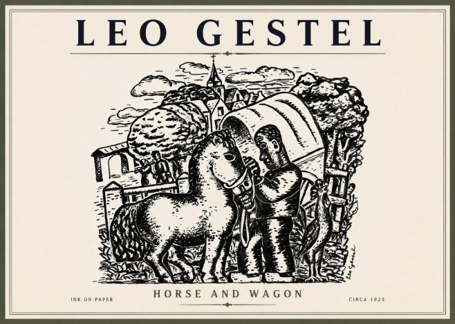 Leo Gestel Horse and Wagon No3 - Poster