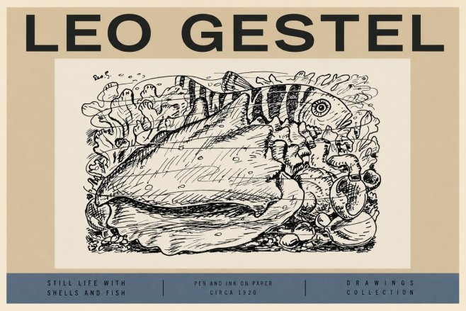 Leo Gestel Still Life with Shells and Fish No2 - Poster