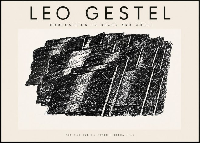Leo Gestel Composition in Black and White No2 - Poster