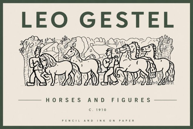 Leo Gestel Horses and Figures No4 - Poster