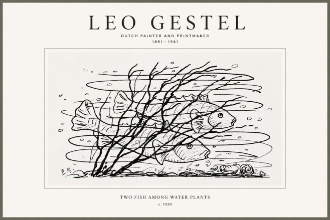 Leo Gestel Two Fish Among Water Plants No1 - Poster