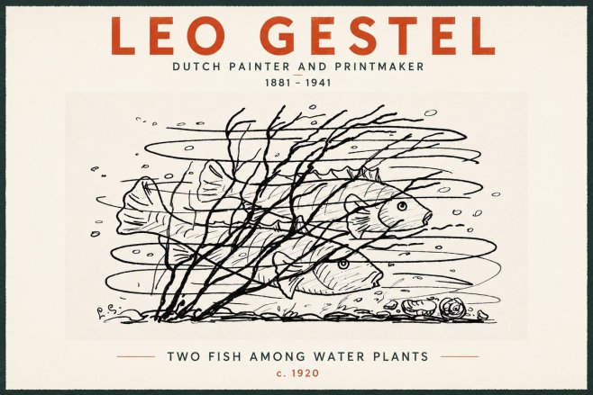 Leo Gestel Two Fish Among Water Plants No5 - Poster