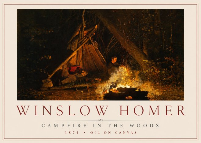 Winslow Homer Campfire in the Woods No3 - Poster