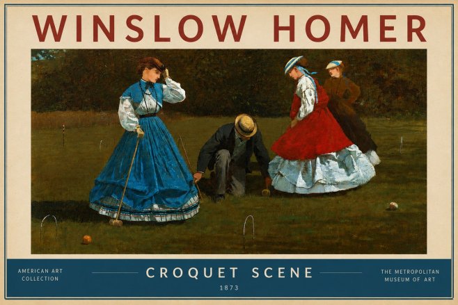 Winslow Homer Croquet Scene No2 - Poster