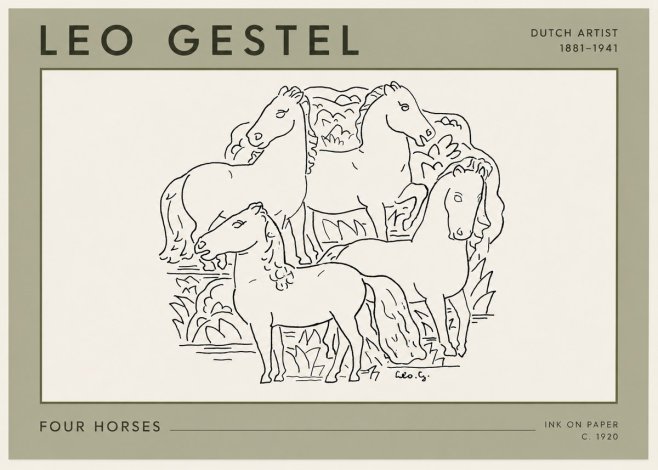 Leo Gestel Four Horses No3 - Poster