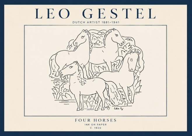 Leo Gestel Four Horses No5 - Poster