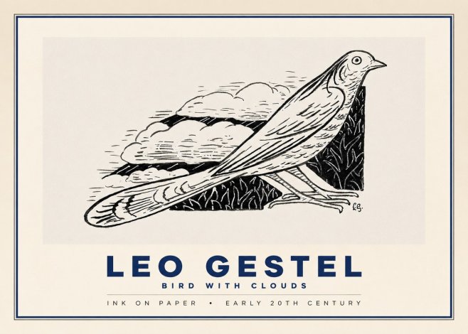 Leo Gestel Bird with Clouds No2 - Poster
