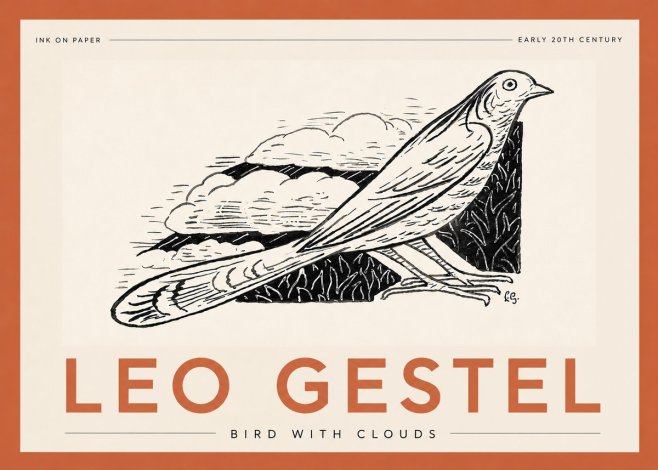 Leo Gestel Bird with Clouds No5 - Poster