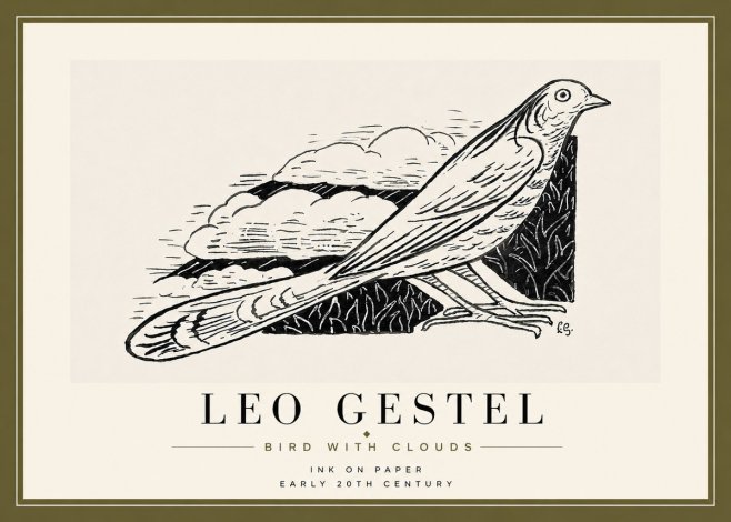 Leo Gestel Bird with Clouds No6 - Poster