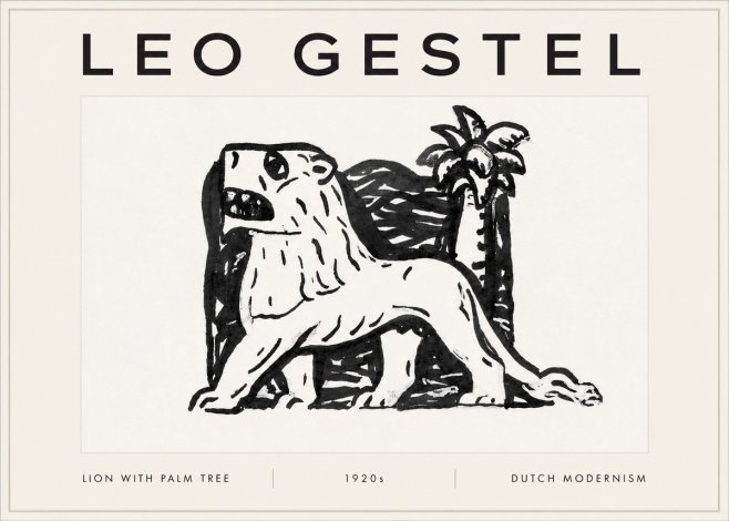 Leo Gestel Lion with Palm Tree No5 - Poster