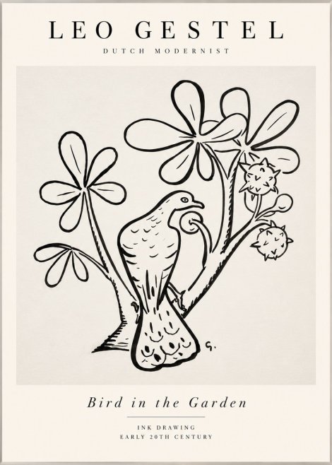 Leo Gestel Bird with Flowers No2 - Poster