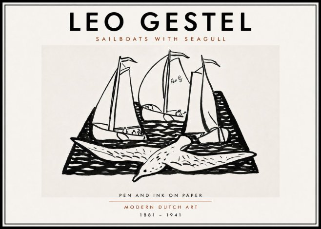 Leo Gestel Sailboats with Seagull No6 - Poster