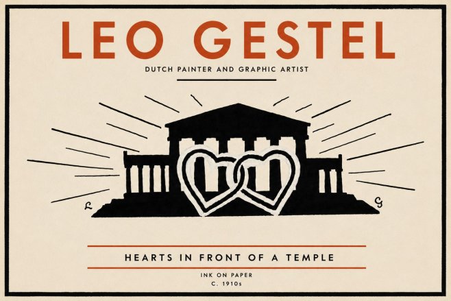 Leo Gestel Hearts in Front of a Temple No5 - Poster