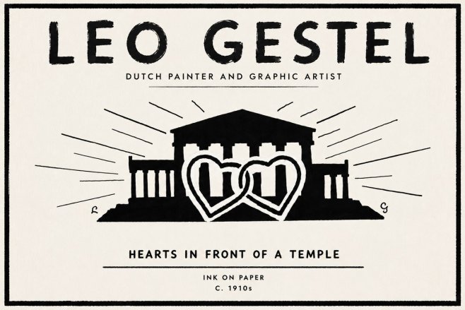 Leo Gestel Hearts in Front of a Temple No6 - Poster