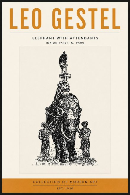 Leo Gestel Elephant with Attendants No5 - Poster