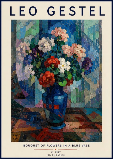 Leo Gestel Bouquet of Flowers in a Blue Vase No4 - Poster