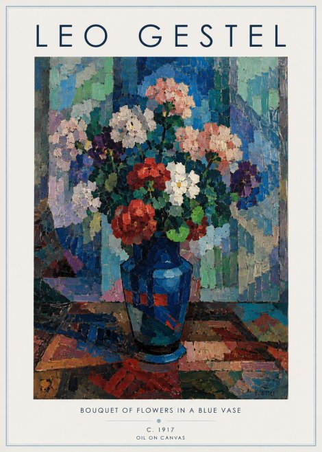 Leo Gestel Bouquet of Flowers in a Blue Vase No6 - Poster