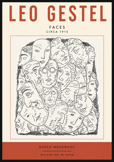 Leo Gestel Heads Ink Drawing No5 - Poster