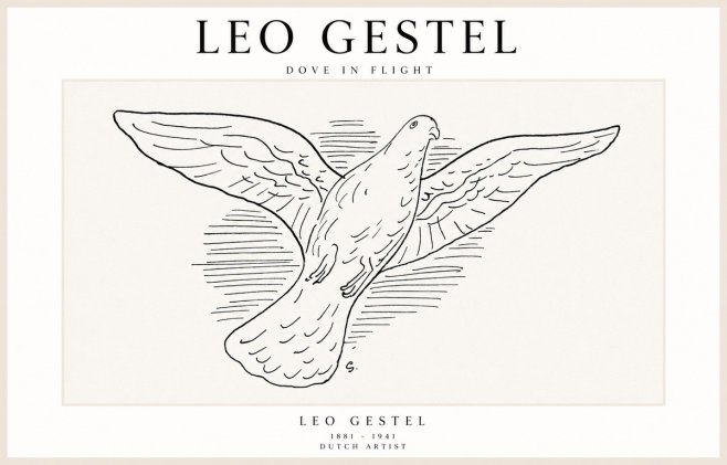 Leo Gestel Dove in Flight No1 - Poster