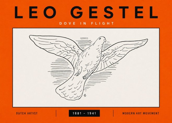 Leo Gestel Dove in Flight No5 - Poster
