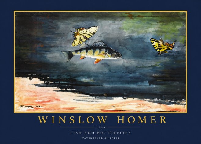 Winslow Homer Fish and Butterflies No2 - Poster