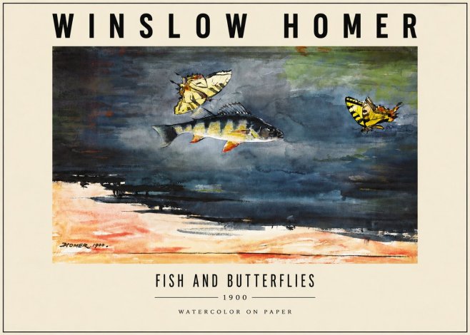 Winslow Homer Fish and Butterflies No3 - Poster