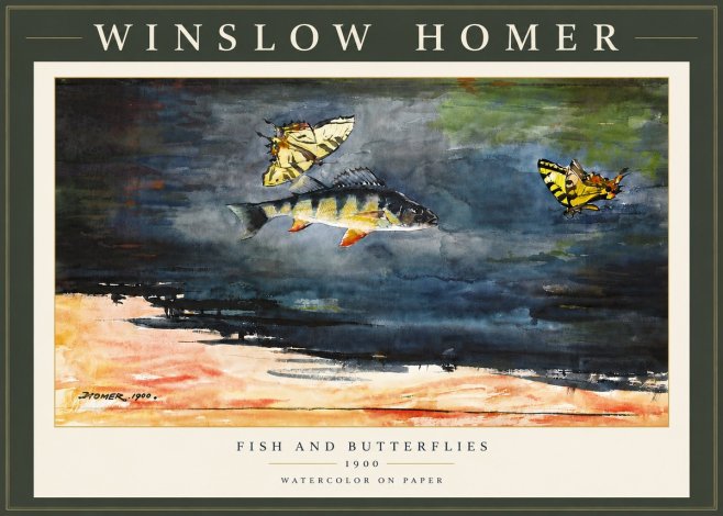 Winslow Homer Fish and Butterflies No6 - Poster
