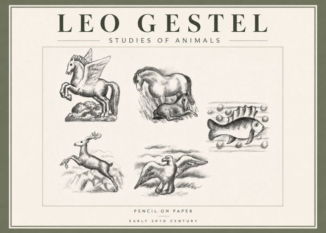 Leo Gestel Studies of Animals No5 - Poster