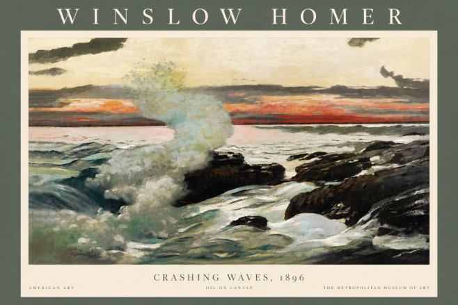 Winslow Homer Crashing Waves, 1896 No4 - Poster