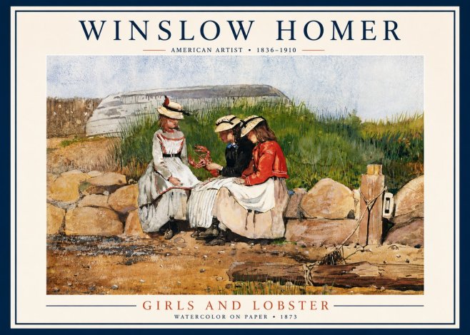 Winslow Homer Girls and Lobster No3 - Poster