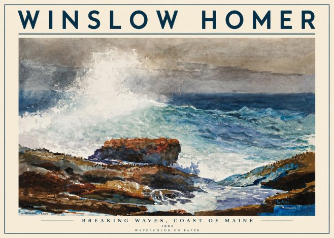 Winslow Homer Breaking Waves, Coast of Maine No3 - Poster