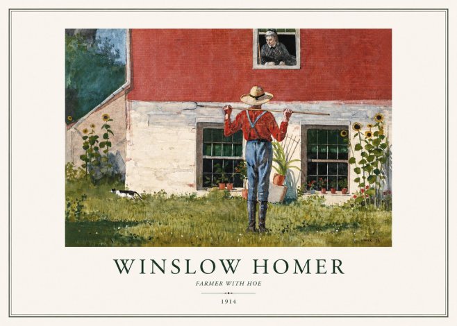 Winslow Homer Farmer with Hoe No1 - Poster