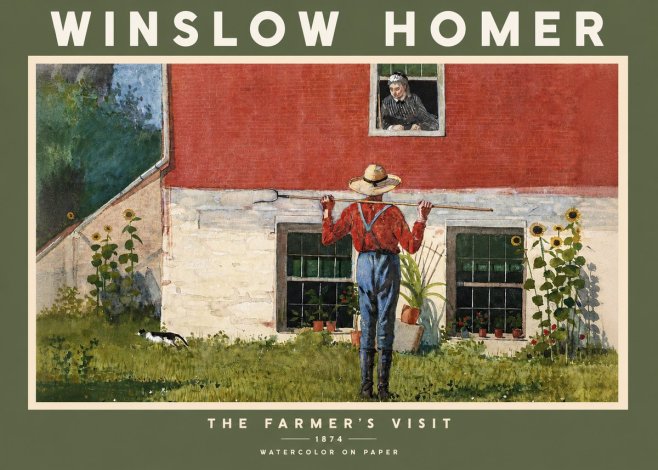 Winslow Homer Farmer with Hoe No3 - Poster