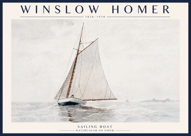 Winslow Homer Sailing Boat No6 - Poster