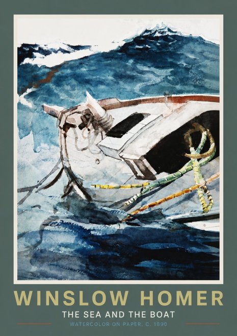 Winslow Homer The Sea and the Boat No4 - Poster