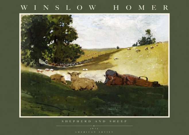 Winslow Homer Shepherd and Sheep No2 - Poster