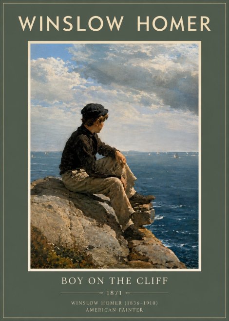 Winslow Homer Boy on the Cliff No5 - Poster