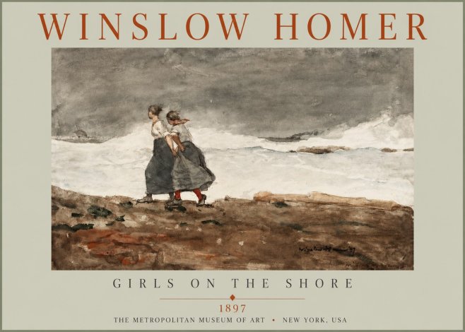 Winslow Homer Girls on the Shore No2 - Poster