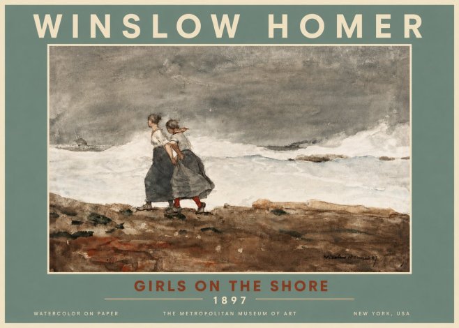 Winslow Homer Girls on the Shore No4 - Poster