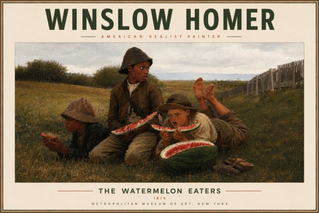Winslow Homer The Watermelon Eaters No5 - Poster