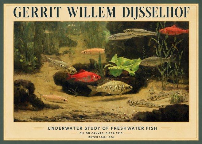 Gerrit Willem Dijsselhof Underwater Study of Freshwater Fish No4 - Poster