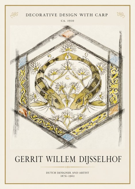 Gerrit Willem Dijsselhof Decorative Design with Carp No1 - Poster