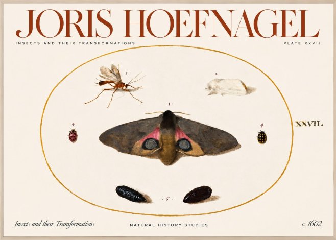 Joris Hoefnagel Insects and Their Transformations - Plate Xxvii No2 - Poster