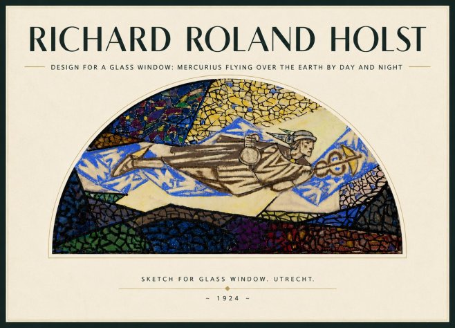 Richard Roland Holst Design for a Glass Window: Mercurius Flying over the Earth by Day and Night No6 - Poster